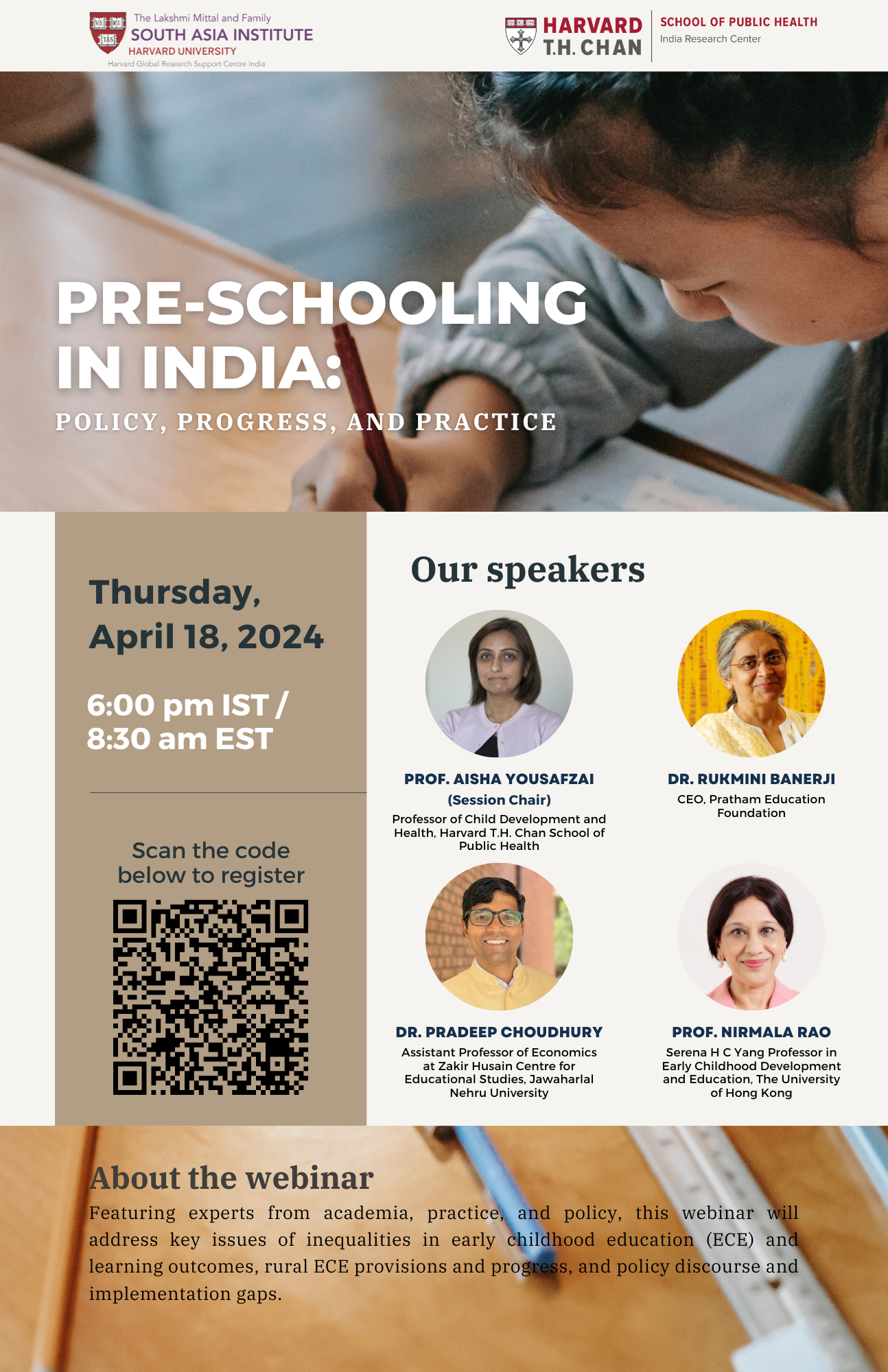 – Webinar “Pre-schooling in India: Policy, Progress, and Practice”